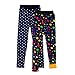 Produktbild LSHDCER Thermoleggings Mädchen Leggings Kinder Gefütterte Leggins Herbst Winter Warm Hose Thermohose, Farbige Punkte+Stern auf Schwarz, 152-158