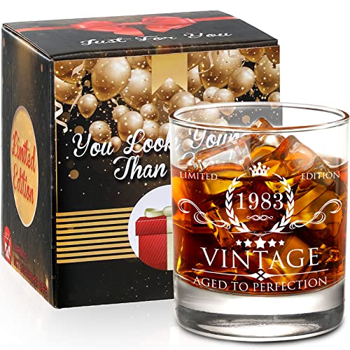 Aozita 40Th Birthday Gifts For Men - 40Th Birthday Decorations For Men, Party Supplies - 40Th Anniversary Ideas For Him, Dad, Husband, Friends - 11Oz Whiskey Glass #TOP1