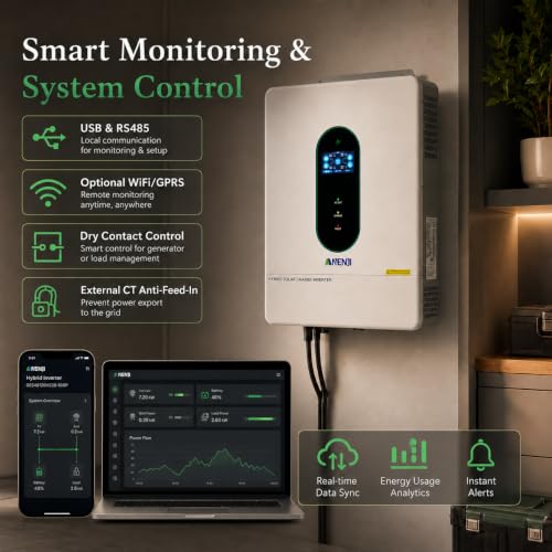 Image of 12000W Hybrid Solar Inverter 48V Split Phase 120V /240V, Dual MPPT 500V Input, Pure Sine Wave Off Grid Inverter Charger with WiFi & BMS Support, Parallel up to 6 Units-UL Certification