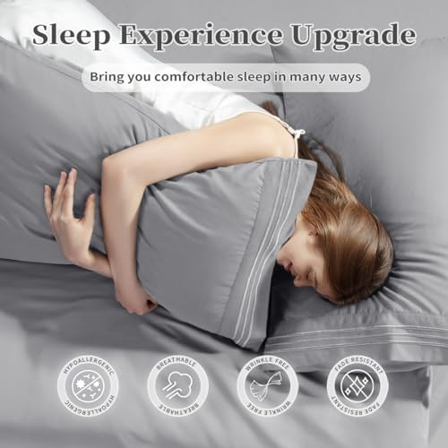 Shilucheng SJTKG121GY King Size Sheet Set - Breathable & Cooling Bed Sheets - Soft 1800 Thread Count Microfiber Hotel Sheets thumb #2