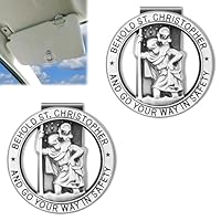 2 Stück Autoplakette christopherus,Christopher Medaille für Auto,Auto Saint Christopher Visierclip,Christopherus Auto,Heiliger Christophorus Auto,Heiliger christophorus für Autofahrer & Reisende