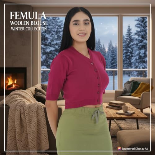 Image of Women Winter Wear V-Neck Half Sleeves Regular Fit Woollen Blouse