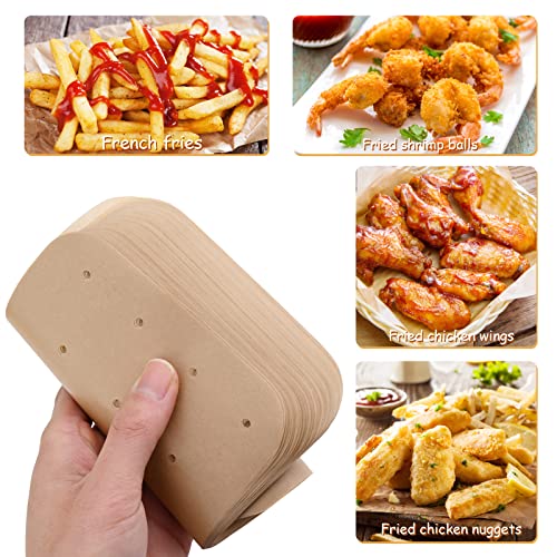 Image of WMKGG Rectangular Air Fryer Parchment Paper, 200 PCS Air Fryer Liners | Disposable Perforated Parchment with 2 Grilling Mat for Ninja DZ201 Foodi 6-in-1 8-qt. 2-Basket