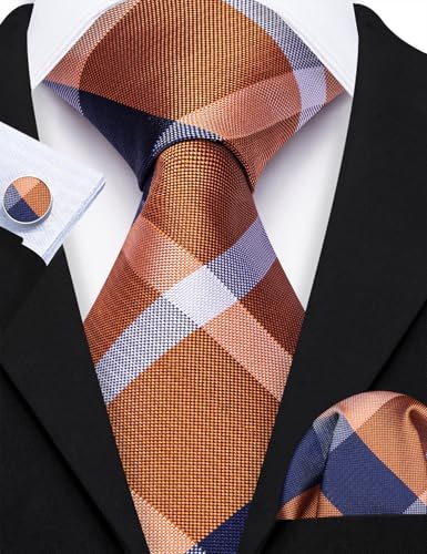 Image of Barry.Wang Men Ties Paisley Woven Silk Necktie Set with Pocket Suqare Cufflinks Formal