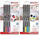 edding 4200 Porzellan-Pinselstift (auch für Glas und Keramik) - Standardfarben + Zusatzfarben (4+4)