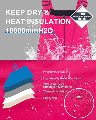 Creatmo Us Snow Pants Kids Girl Youth Ski Skiing Snowboarding Bib Rose Red 10/12 #TOP2