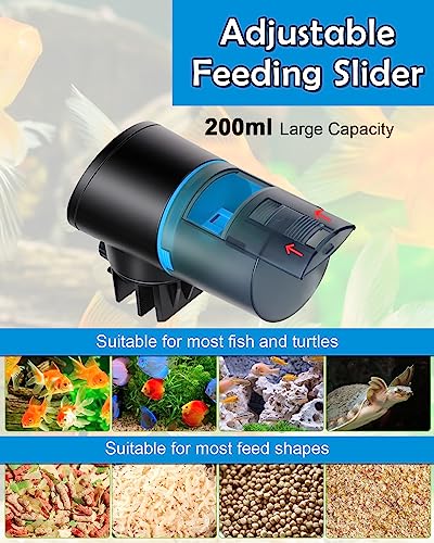 Automatic Fish Feeder for Aquarium - Rechargeable Fish Food Auto Dispenser Vacation Turtle Feeder with USB Charger Cable,LCD Screen, Customized Schedule (Blue) - Image 4