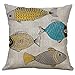 Produktbild FeiliandaJJ 40x40cm/45x45cm/50x50cm/60x60cm Kissenbezug Kopfkissenbezug Kissenhülle Sofakissenbezüge Meeresfisch Muster Weich Pillowcase für Couch Wohnzimmer Sofa Bed Auto (60x60cm, A)