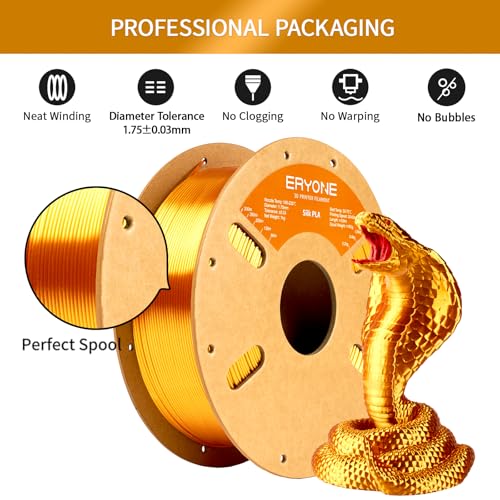 Image of ERYONE Silk PLA Filament for 3D Printer 1.75mm + /- 0.03mm, Shiny Filament 1kg (2.1lbs) /Spool, Liquid Gold