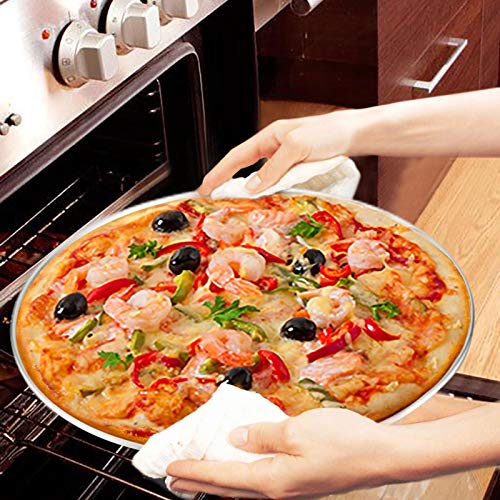 Teamfar Pizza Pan, 12 Inch Pizza Pan Set Stainless Steel Round Pizza Oven Pans Tray For Baking Serving, Healthy & Heavy Duty, Dishwasher Safe & Easy Clean - Set Of 2 #TOP4