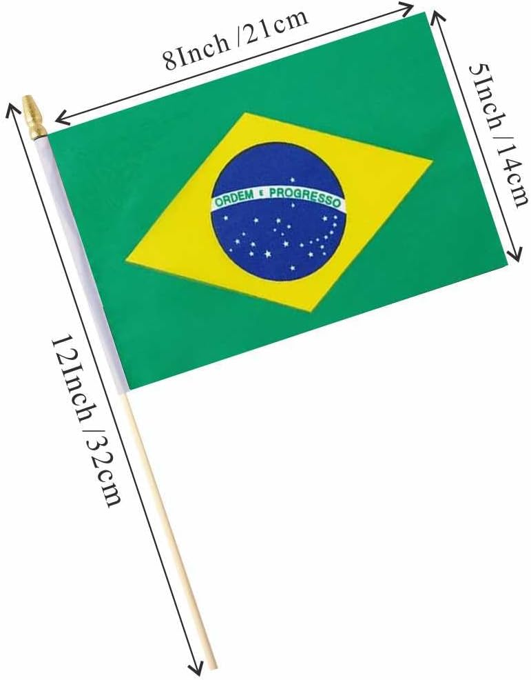 25Pack Small Brazil Flag Handheld Mini Brazilian Flag on Stick 5x8 Inch image 2