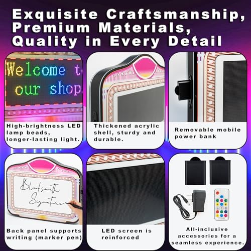 LED Screen Letter Bottle Presenter, VIP Bottle Service Sign, APP Programmable Acrylic Handheld Light Box with RGB Color Change & Scrolling Message for Nightclub Bar Party Birthday (App Programmable)