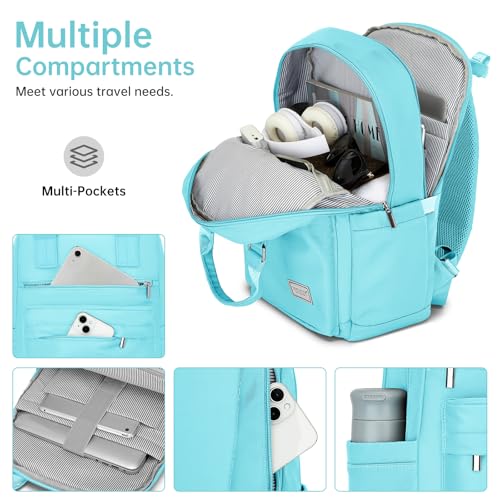 Image of Carry On Luggage 22x14x9 Airline Approved, 22 Inch PP Hardshell Luggage Carry-on Suitcase with Spinner Wheels, Carry On Suitcase Set for Women (Baby Blue)