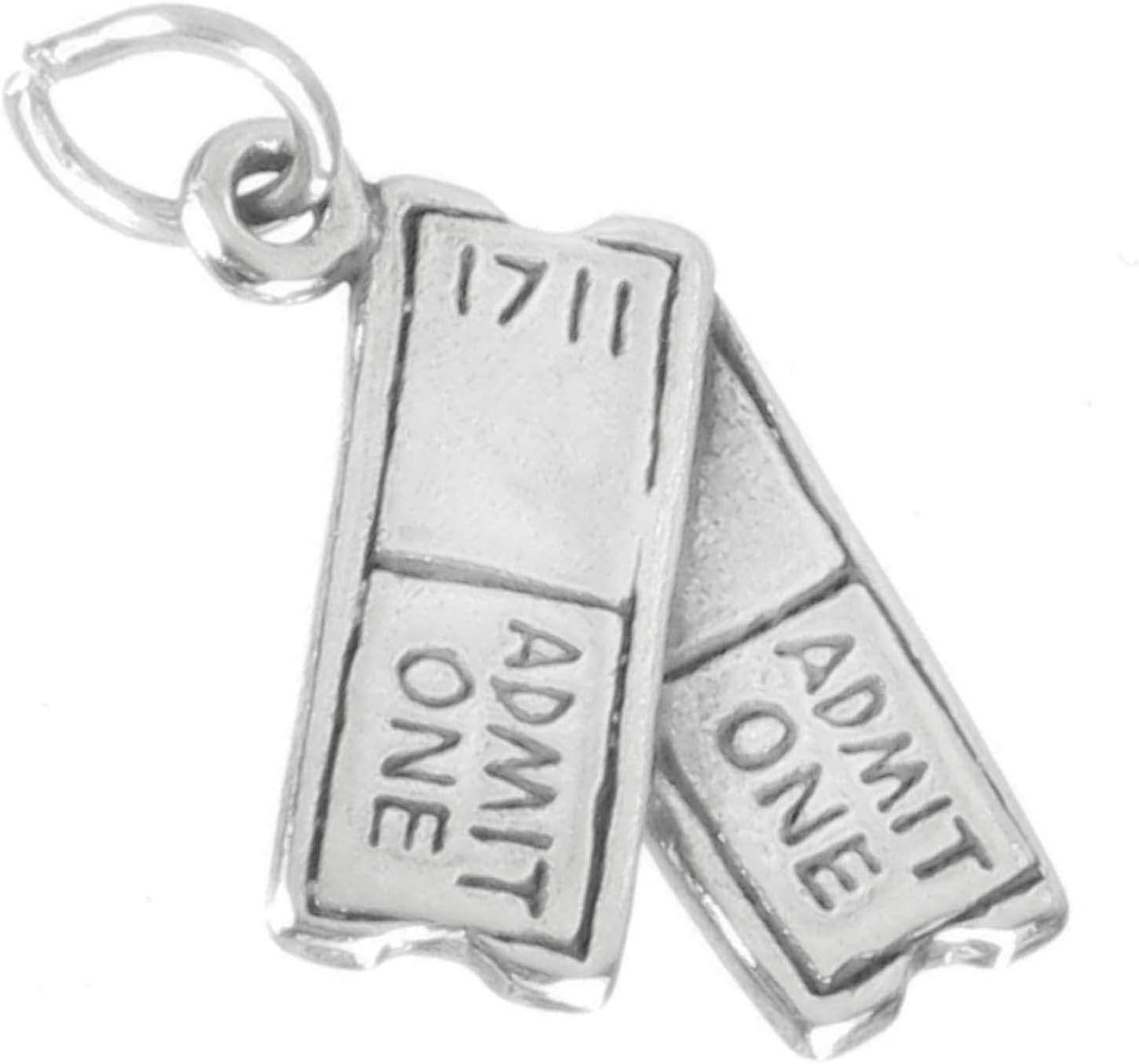 Absolutely Charming Movie Theater Concert Tickets 3D 925 Solid Sterling Silver Charm Pendant Bracelet Jewelry Making Supply