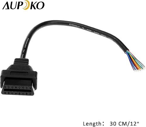 Miniatura 4 de 16 pines J1962 OBD2 OBD-II conector hembra, OBD2 OBD-II 16 pines de diagnóstico de coche de repuesto para cable de cable de enchufe abierto (11.8