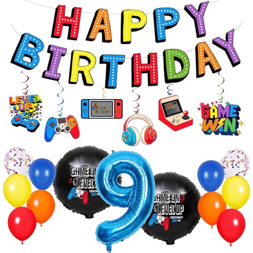 Video Game Birthday Decorations 9th for Boys Girls party supplies