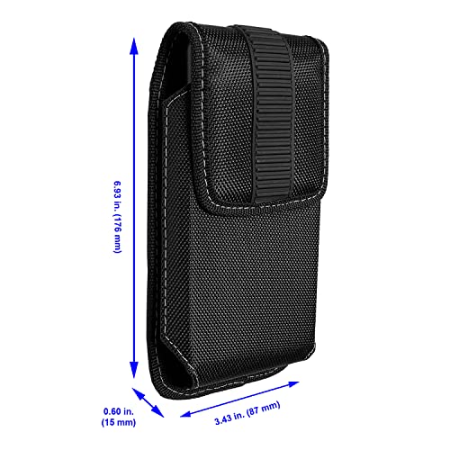 Eaglecell Nylon Cellphone Holster For Cricket Dream 5G, Radiant Max, Lg Stylo 6, Nokia X100, Tcl Stylus 5G, S22/Note20 Ultra - Vertical Case Canvas Waist Carrying Pouch With Belt Clip/Loops, Black #TOP1