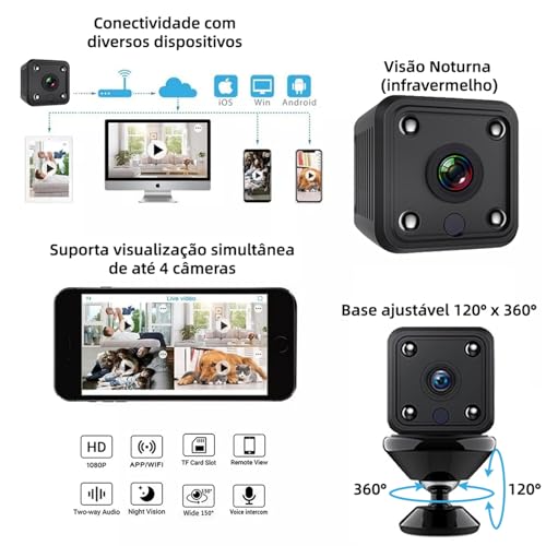 ITAWINA MIN Câmera Oculta, WIFI 1080P HD, Câmera de Segurança Doméstica com Visão Noturna Infraverme