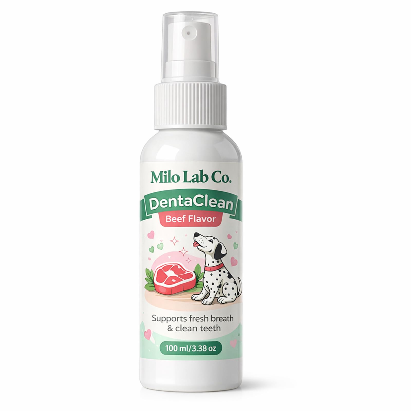 MiloLab Co. Premium Oral Care Pet Dental Spray, Liquid Tartar Remover and Breath Freshener for Dogs, Cleans Dog's Teeth, 3.38 oz. (1 Bottle)