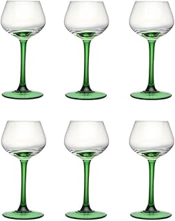 RUNZE765Z Copas de champán Copas de champán de Cristal, Copas de champán de Tallo Verde, Juego de 6, Capacidad de 4,73 oz for reuniones Familiares y Nochevieja Flautas de Champán