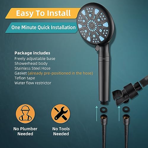 Cobbe Filtered Shower Head With Handheld, High Pressure 9-Mode Shower Head Filters, 20 Stage Water Softener Filters Beads For Hard Water thumb #5