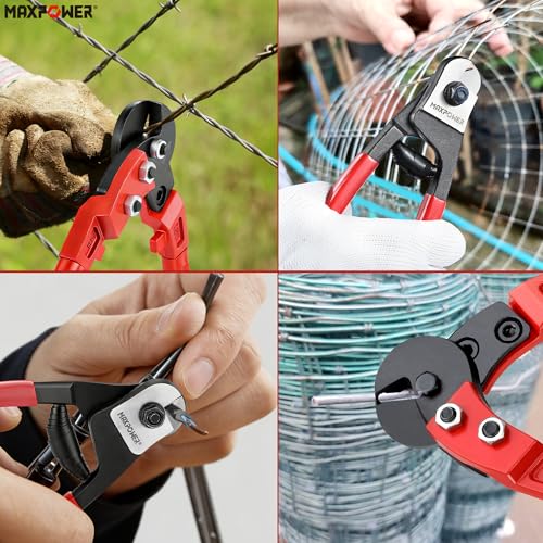 Image of MAXPOWER Steel Cable Cutters, 8 inch Wire Cutter & 18 inch Wire Rope Cutter for Hard Wire Ropes, Stainless Steel Wire Seals Aircraft Bicycle