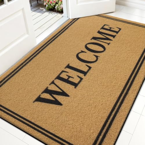 OLANLY Front Door Mat 47x32, Low Profile Doormat (Welcome)
