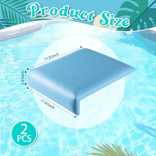 Novabright 2 Pcs 12 Inch Pool Seats for Edge of Pool Poolside Seating Mat with Soft Foam Pad Anti-Slip Cushion Waterproof Bath Seat Chair Light Blue Poolside Accessories for Summer Outdoor Beach by Novabright - Used condition - Image 2