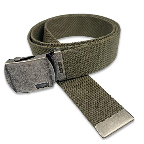 [リーバイス] 日本製 LEVIS ロゴ バックル デザインベルト ガチャベルト ミリタリー GIベルト（12116600） (KHAKI)