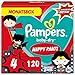 Pampers Windeln Superhelden Pants Größe 4 (9-15kg) Baby-Dry, Maxi, 120 Höschenwindeln mit Stop- und Schutz Täschchen, MONATSBOX