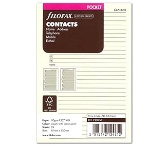 Filofax Pocket Kladblok voor Naam/Adres/E-mail/Telefoon/Fax/Mobiel – Katoen Crème