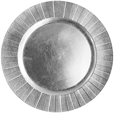 Charge It by Jay Burst Charger Plate 13” Decorative Melamine Service Plate for Home, Professional Dining, Perfect for Upscale Events, Dinner Parties, Weddings, Banquets, Catering, 1 Piece, Silver image 4