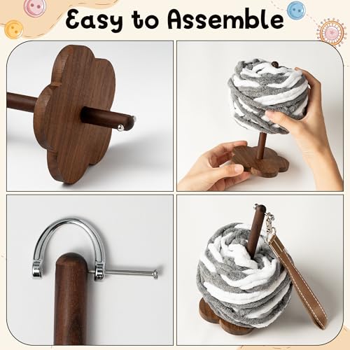 Image of ARefugen Wrist Yarn Holder and 12 Sizes Crochet Hooks Set - Portable Yarn Ball Minder Stand - Wrist Strap and Shoulder Strap, Wooden Yarn Organizer Storage Knitting Crocheting Gift for Craft Lover