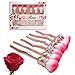 Rose Makeup Brushes Set Professional Kabuki Flower Brushes Foundation Blending Contour Cream Cosmetic Kit For Face, loose powder, blush, shade (Rose Gold)