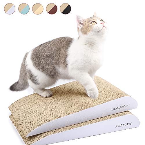 AMZNOVA Griffoirs pour Chats, Carton Ondulé pour Chat, Miniature Poteaux à Griffer, 2 Pièces, Blanc