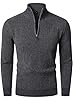 HOOD CREW Men’s 1/4 Zip Jumper Long Sleeve Warm Sweater Soft Cozy Knitwear Pullover Dark Grey #2