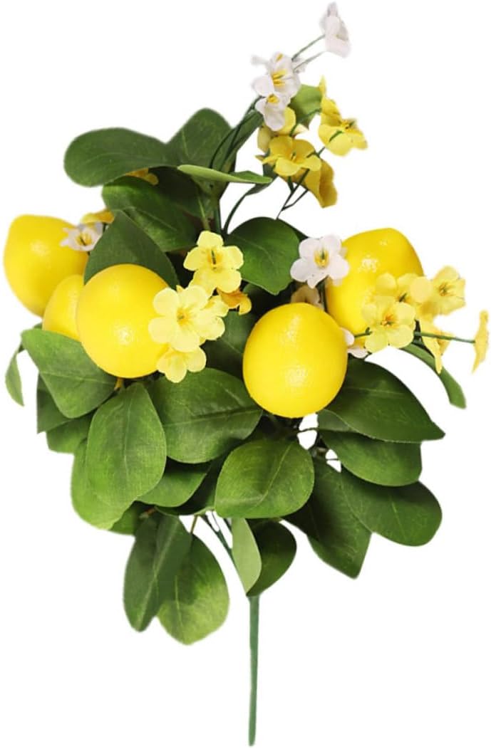 4pcs Imitation Lemon Artificial Branch Simulation Bouquet for Home Decor Wedding Party and Photography Props Vivid Colors with Realistic Leaves