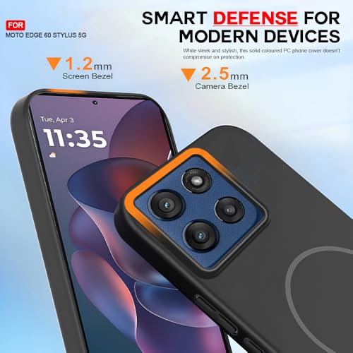 Image of AESTMO Shockproof Back Case Cover for Motorola Moto Edge 60 Stylus 5G | Slim Hard Shell | Hard Back Cover for Motorola Moto Edge 60 Stylus 5G (Compatible with MagSafe Accessories, Black)