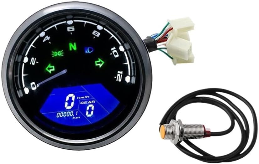 Motorcycle Speedometer 12V Motorcycle Tachometer Tachometer Meter Gauge Dual Tachometer Odometer Instrument Panel Dual Odometer