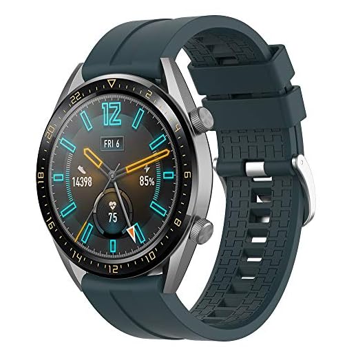 Supore-armband kompatibelt med Huawei Watch GT2 46 mm/Watch GT 46 mm/Watch GT Active/Watch 2 Pro/Honor Watch Magic/Galaxy Watch 46 mm/Gear S3/Gear 2, 22 mm extraarmband i silikon Mörkgrön