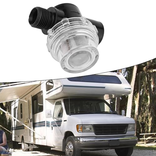 Filtre à eau marine à 50 mailles en acier inoxydable à visser pour bateau, yacht, camping-car, tête de pompe de protection contre les débris, boîtier en plastique transparent – vue 7