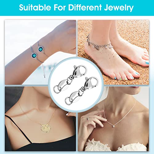 Abeillo 4 Stücke Kettenverschluss Silber, Armband Halskette Extender Karabiner, Armband Verlängerung für DIY Schmuck Armbänder Halsketten Ketten