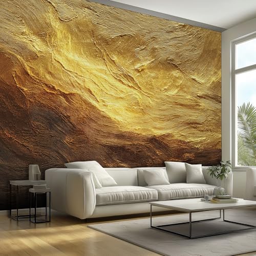 Générique Papier Peint Motif Or Effet 3D Métallique Industriel - Papier Peint Panoramique 100 x 70 cm, Tableaux Muraux pour Chambre, Salon, Photo Mural Décoration pour Fond TV x154