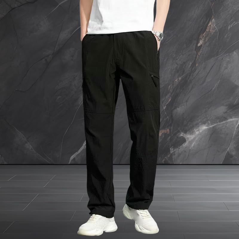 USTZFTBCL Pantaloni cargo casual estivi da uomo, leggeri, vestibilità ampia, per sport all'aria aperta, gamba dritta, primavera estate, casual, lunghi
