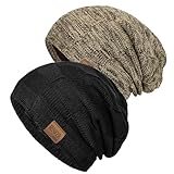 Senker Fashion Slouchy Beanie for Men Women, Oversized Winter Beanies Hats Warm Thick Stocking Caps for Gifts Outdoor Black Brown