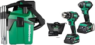 Bundle of Metabo HPT 18V MultiVolt 1.6 Gallon Compact Wet/Dry Vacuum | Tool Only - No Battery | RP18DAQ4 + Metabo HPT 18V MultiVolt Cordless Driver Drill & Impact Driver Combo Kit | KC18DEXQB