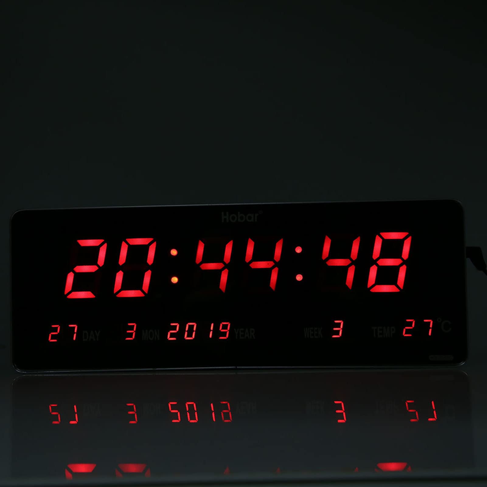 Dioche Sonew 14.2 `` Orologio Digitale da Parete Grande, Display a LED Elettrico Orologio da Parete Moderno con Calendario per Camera da Letto Ufficio(Calendario + Temperatura + Settimana)