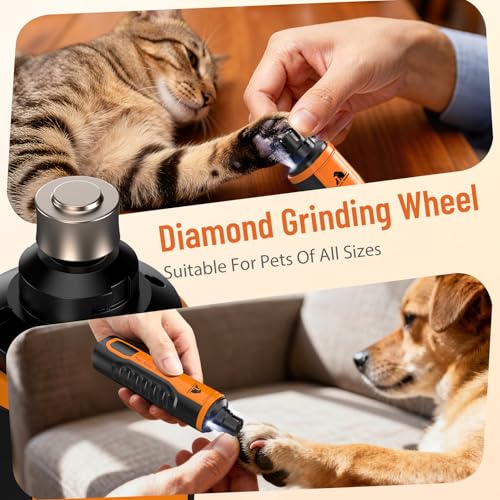 Juveximzy Electric Dog Nail Grinder: 5-Speed Quiet Dog Nail Trimmer with LED Light, Adjustable Safety Guard, Rechargeable Cordless Design for Small to Large Dogs & Cats(Orange) by Juveximzy - Image 2