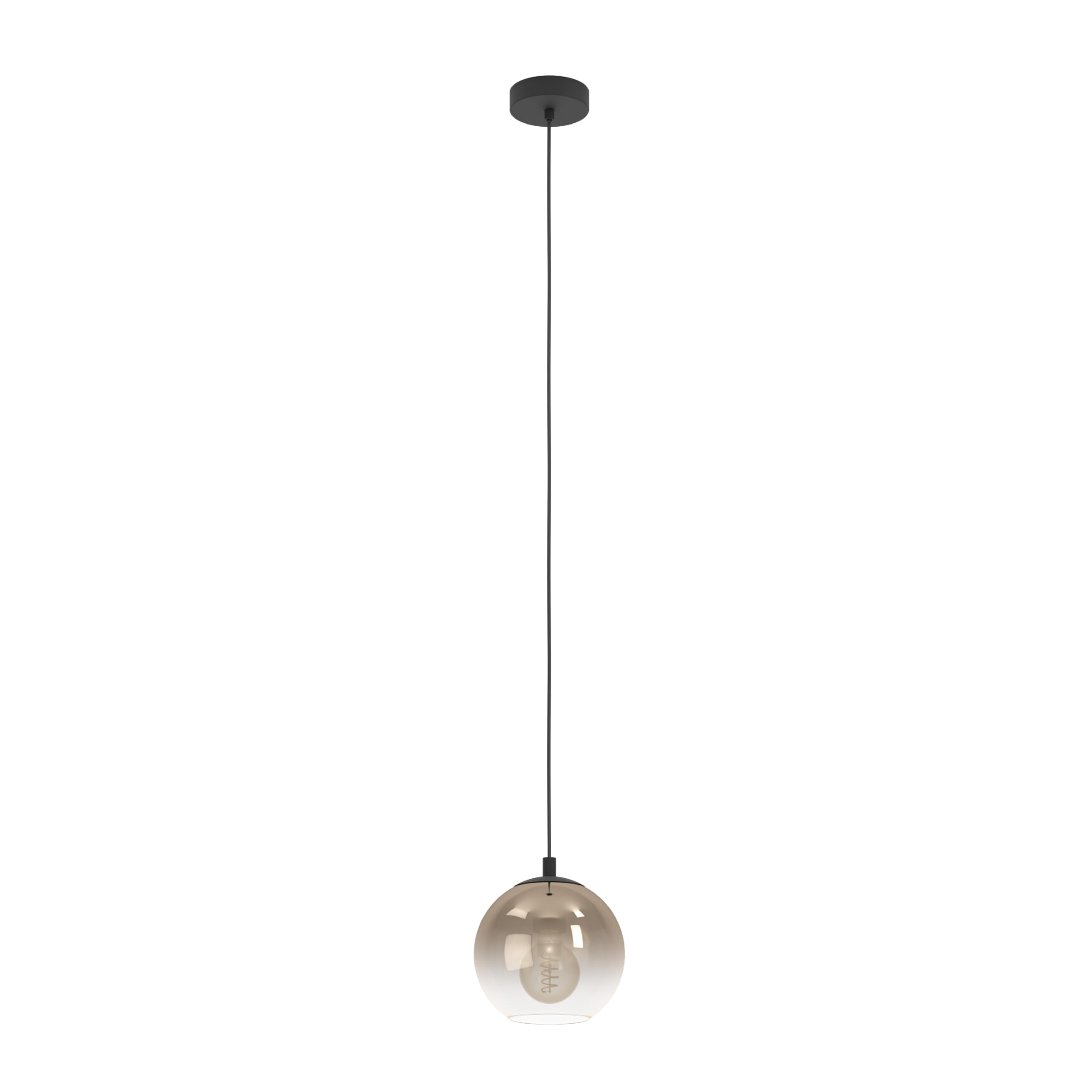 EGLO Hängelampe Ariscani 1, 1-flammige Pendelleuchte Esstisch, Hängeleuchte aus Metall in schwarz und Glas in Kupfer, Esszimmerlampe hängend, E27 Fassung, Ø 42,5 cm