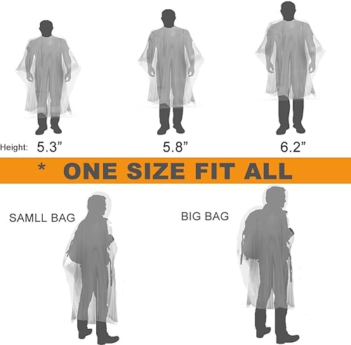 Miniatura 5 de Rain Ponchos Disposable for Adults (10 Pack) Thicker with Hood